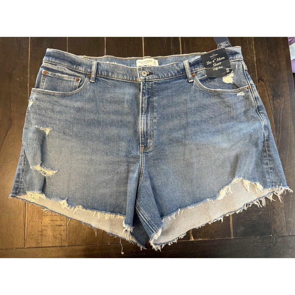 Abercrombie Curve Love Mom Shorts Womens 20 35 High Rise 4" Distressed NWT